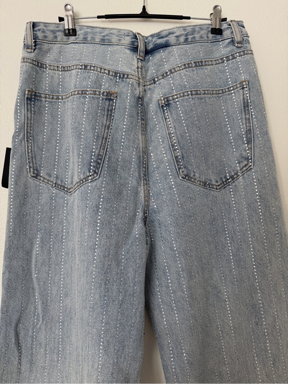 Lulus Rhinestone Wide Leg Jeans Light Wash NWT - Picture 6 of 8